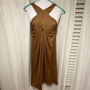 DVF brown/bronze halter dress